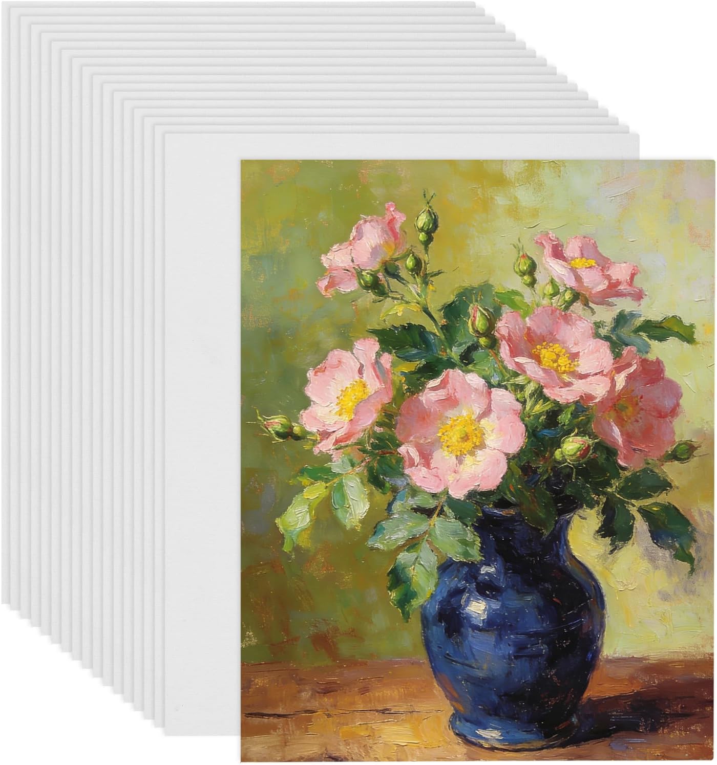 30 Pack Canvas for Painting, 20x25cm (8"x10") Cotton Acid-Free Blank Art Canvas Panels for Acrylic, Oil, Watercolor Painting