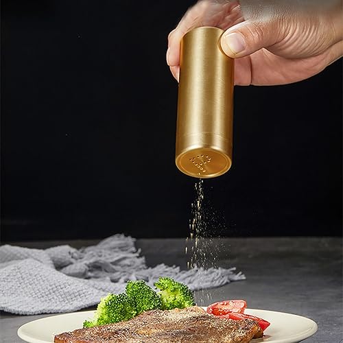 Miniatura 3 de 2 saleros y pimenteros dorados, salero y pimentero dorado, cocteleros de especias de acero inoxidable, frasco de condimentos con tapa, ideal para