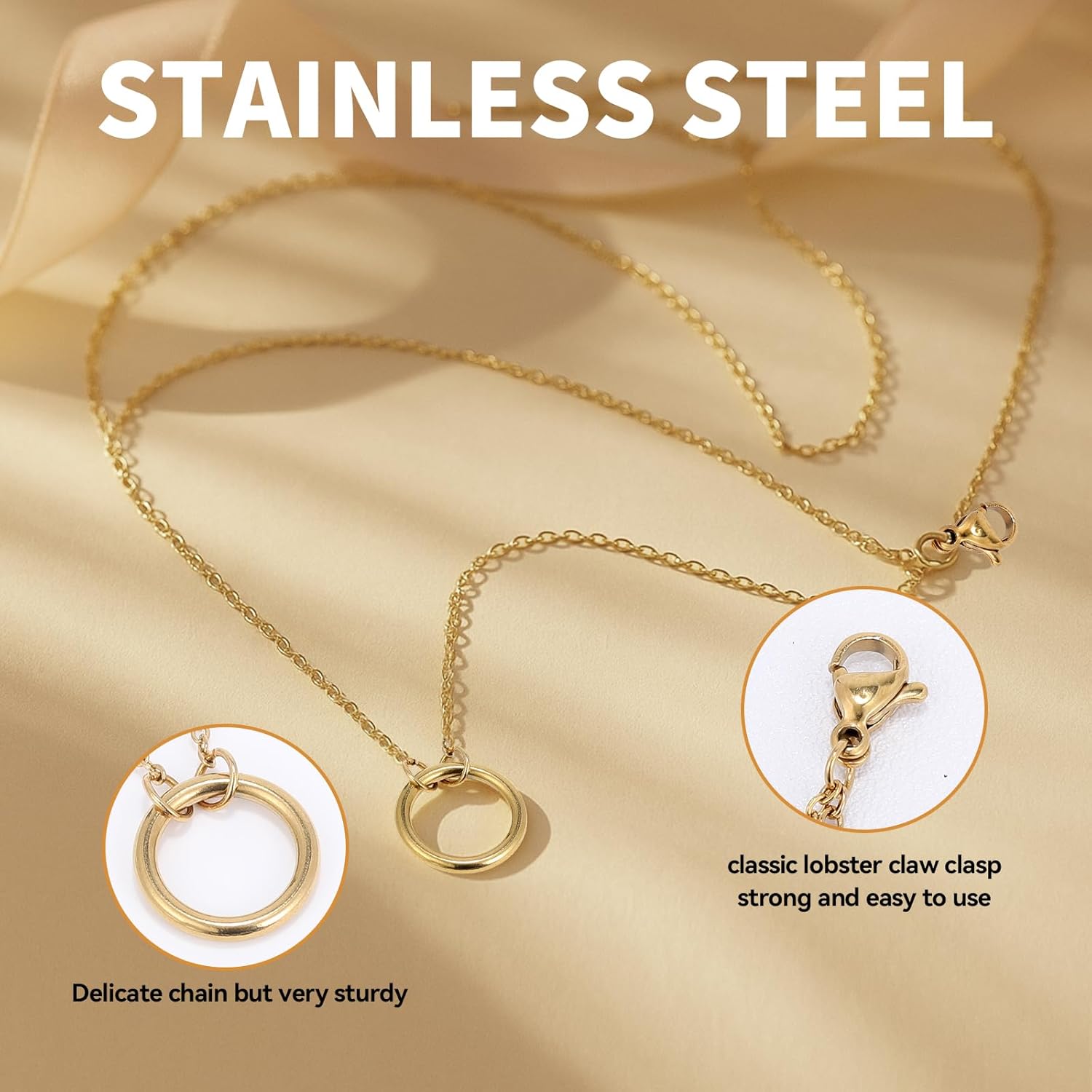 Minimalist Stainless Steel Single or Two Circular Hammered Texture Pendant Necklace for Women, 14K Gold/Silver/Rose Gold Plated Hypoallergenic Stackable Layered Collarbone adjustable Chain Necklace, Dainty Layering Necklace Jewelry Gift - Image 6