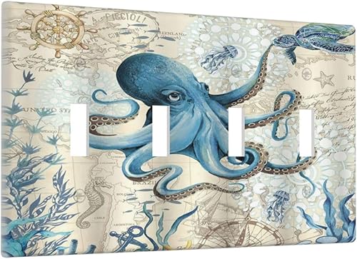 Miniatura 95 de Cubierta de interruptor de luz basculante de palanca de 2 bandas con textura de tablón rústico, diseño floral de mariposa y margarita