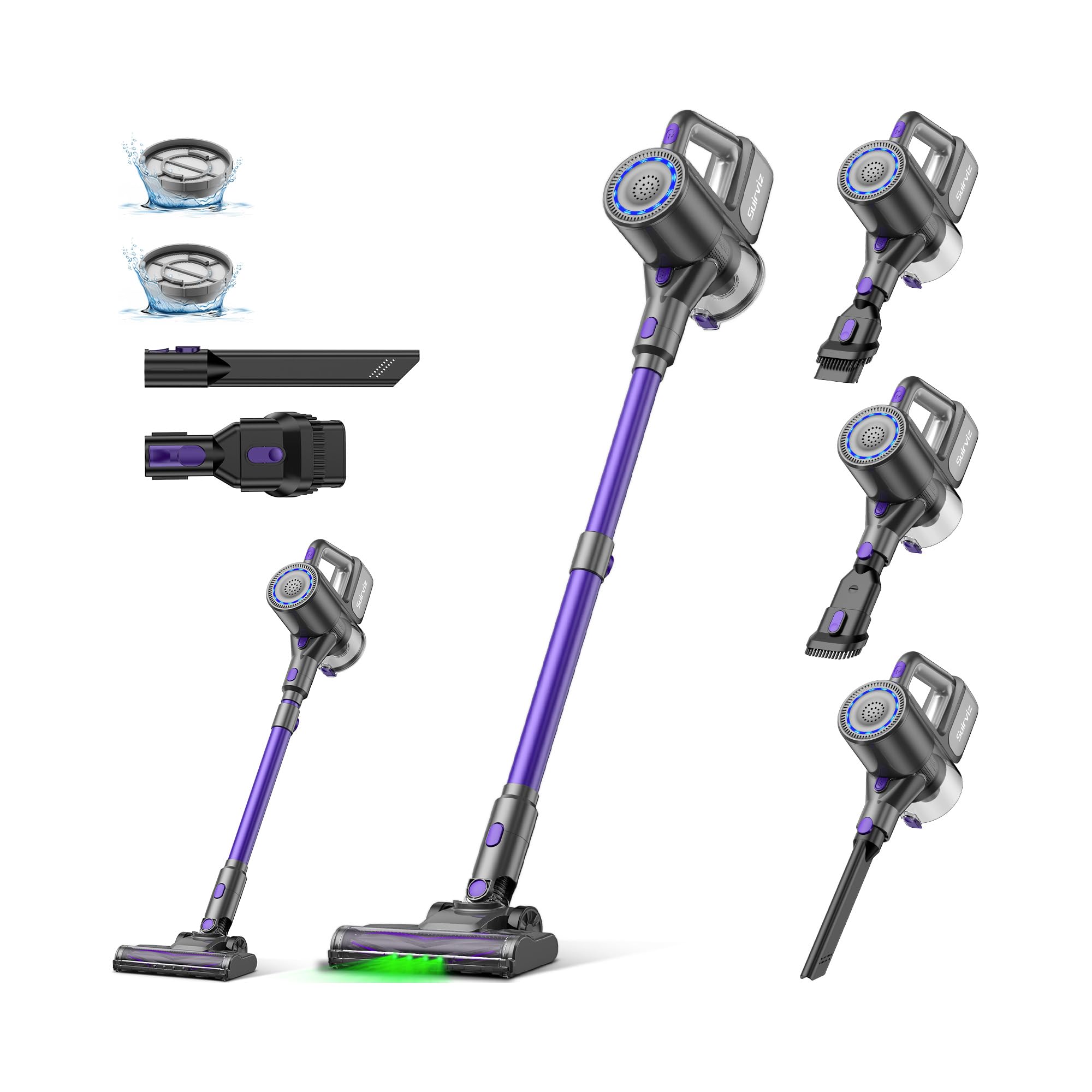 Suirviz U8 Aspirapolvere Senza Fili, 40Kpa Potente Aspirazione, Scopa Elettrica Senza Fili Leggero & Versatile, Eccellente per la Pulizia di Peli di Animali Domestici, Pavimenti e Moquette