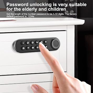 Fingerprint Cabinet Lock, Smart Biometric Password Lock with USB Key No APP