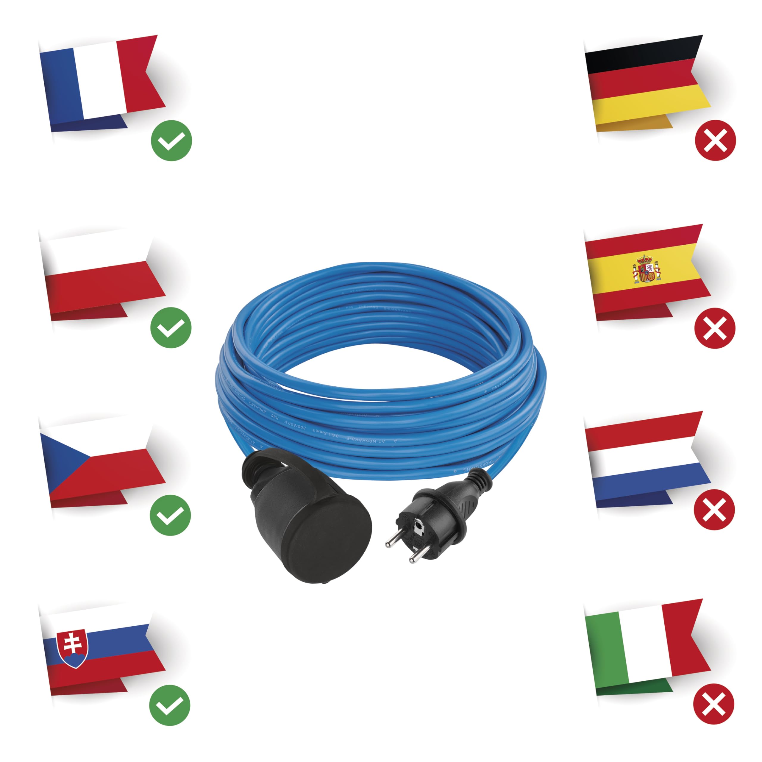 Przedłużacz ogrodowy EMOS, mrozoodporny z wytrzymałą izolacją PVC, długość 10 m, przekrój 1,5 mm2, nasadka ochronna, stopień ochrony IP44 do użytku na zewnątrz, w przemyśle lub do celów budowlanych