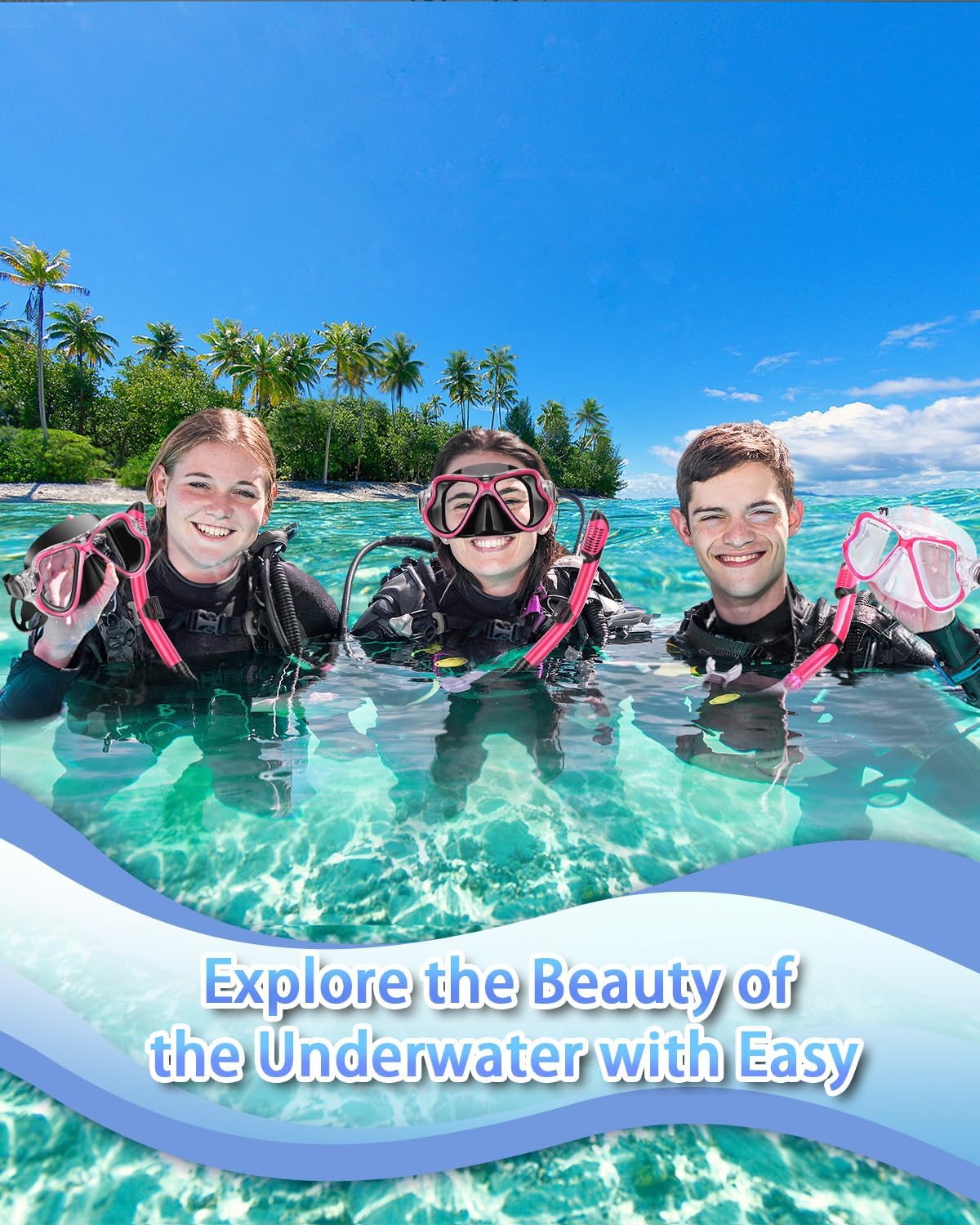 Snorkeling Gear for Adults, 4 in 1 Adult Snorkel Set with Panoramic View Snorkel Mask, Dry Top Snorkel, Adjustable Short Fins and Travel Bag, Snorkel Set with Fins for Snorkeling Diving - Image 7