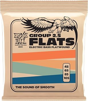 Ernie Ball Flatwound Group 2.5 elektrikli bas teli, kalınlık 45 – 105