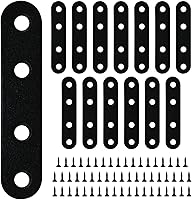 HOUYITOU 14PCS Black Stainless Steel Straight Flat Braces 2.99x0.63" w/56 Screws - Sturdy Brackets for Wood Furniture, Chairs, Tables