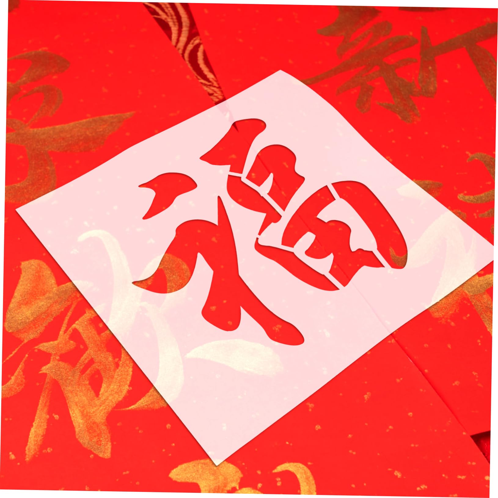 Operitacx 3 Pièces Modèle de mot Fu pochoir mot chinois fu modèle d'art chinois modèle pochoir lettre décoration moule gateau modèle d'aérographe s l'animal de compagnie