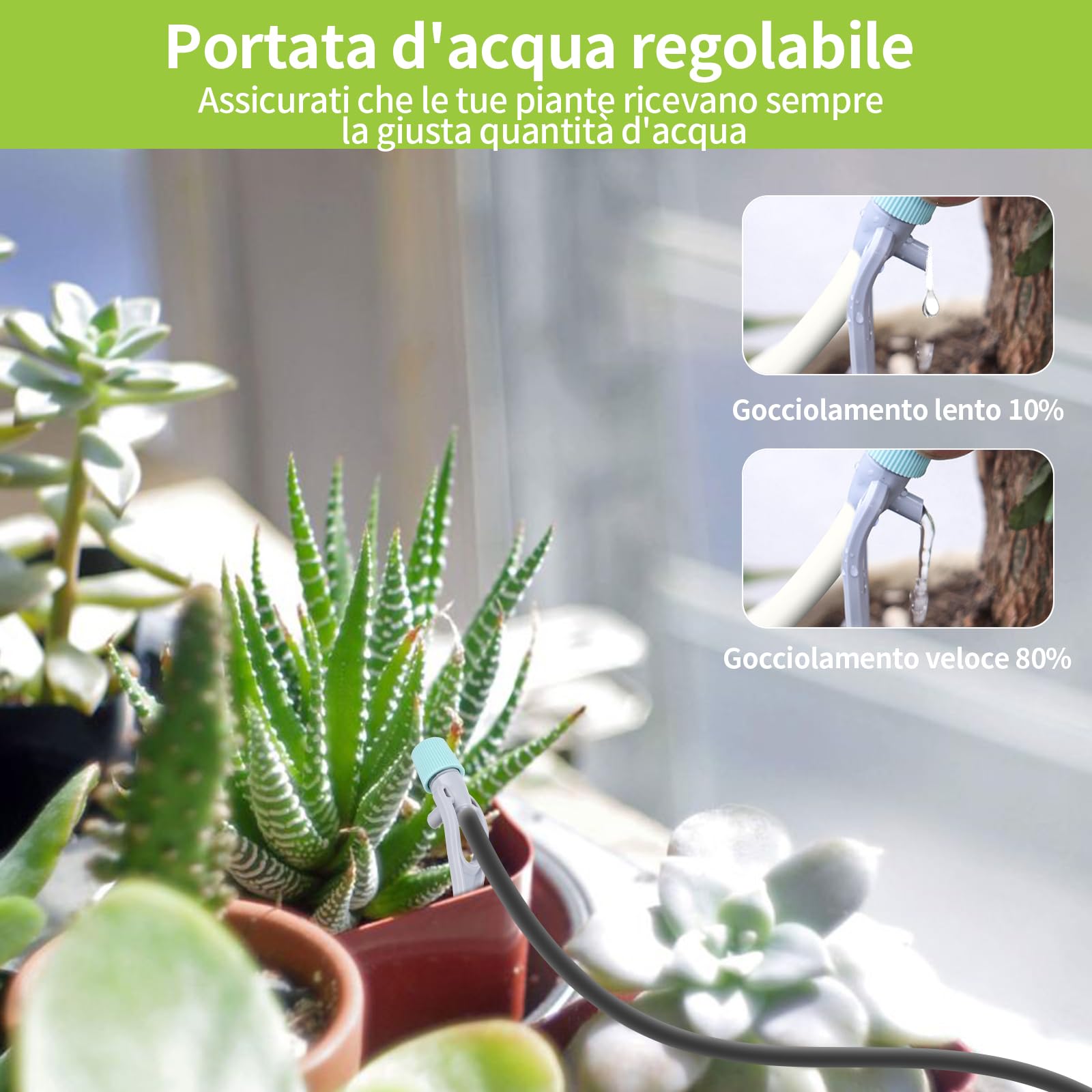 Kit di Irrigazione Automatica per Vaso, Sistema di Irrigazione Automatico da Giardino,Impianto Irrigazione Giardino con 2 Pompe di Controllo Indipendenti e Tubo Flessibile da 15 m, 20 Piante in vaso
