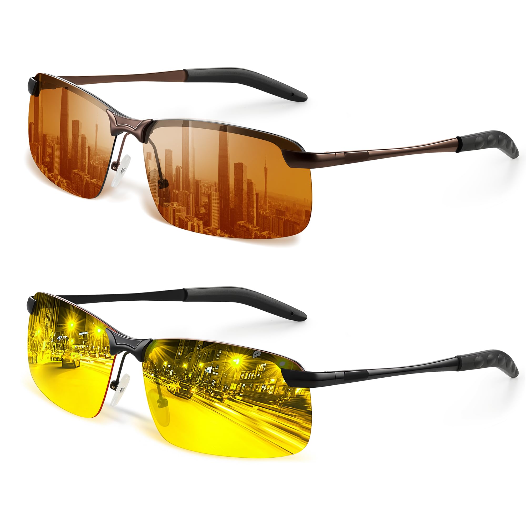 Tnnaiko Night Driving Glasses For Men Night Vision Glasses Anti Glare Glasses Anti Headlight Glare For Commute & Long Drives