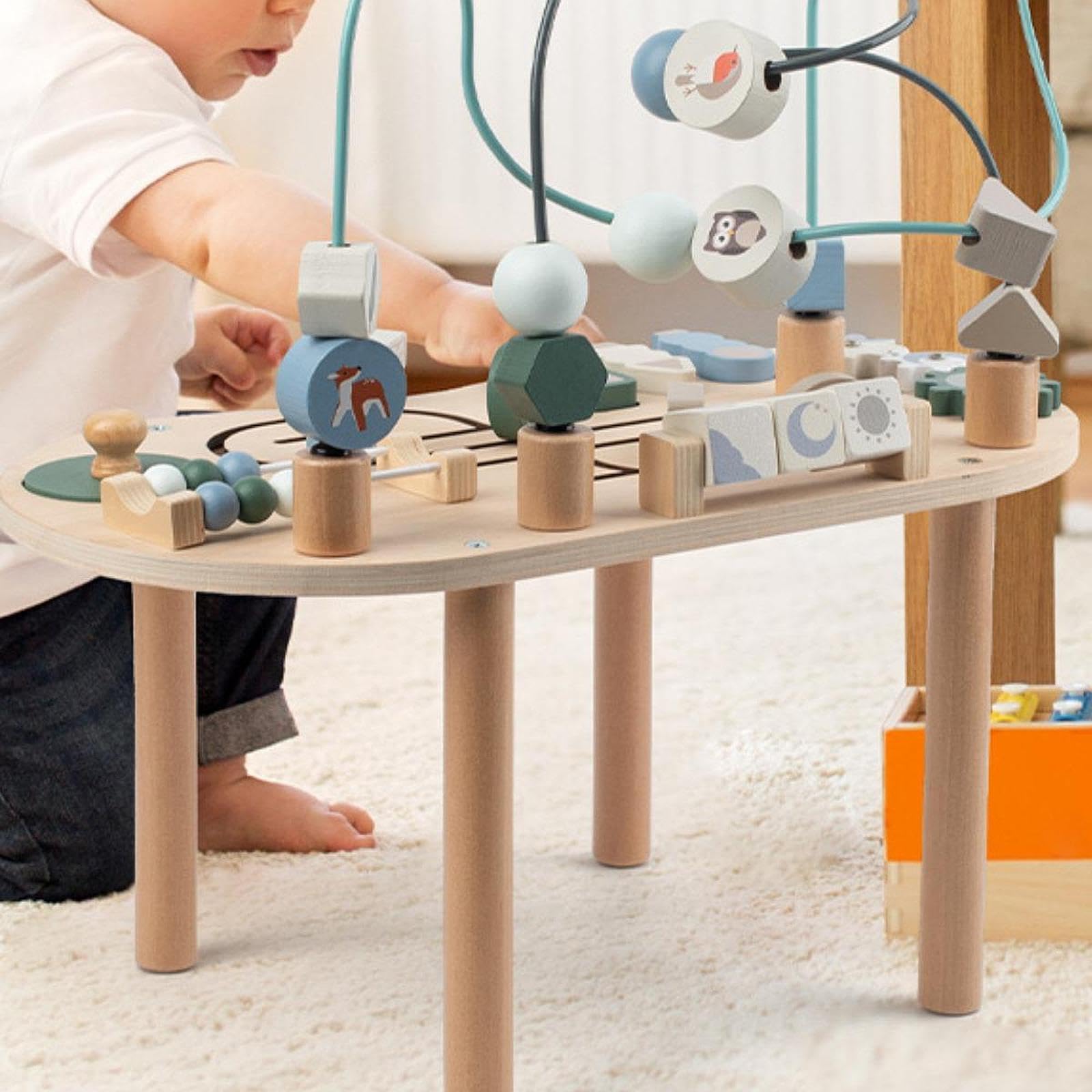Bead Maze Motorikspielzeug Holzlabyrinth Kugelspiel Abnehmbar Lernspielzeug mit Abgerundeten Kanten für Vorschule Kinderzimmer Frühe Entwicklung
