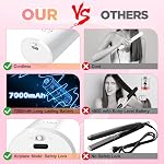 Cordless Curling Iron Rechargeable, 3-in-1 Portable Hair Curler Straightener Brush, 7000mAh with 4 Temps, Anti-Scald & Anti-Frizz Mini Curling Wand for Travel Styling (White)