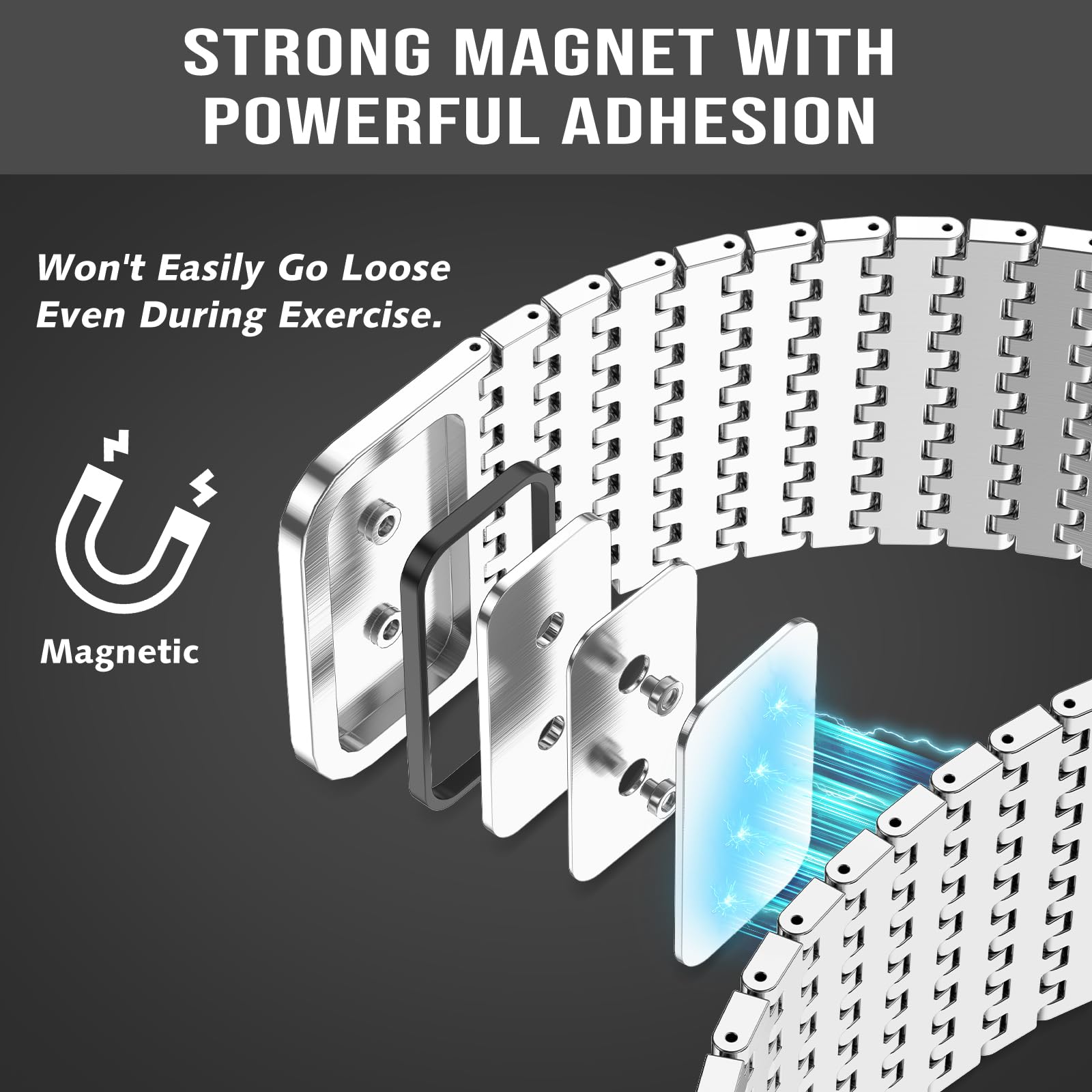 Cinturino compatibile con Apple Watch da 42 mm, 46 mm, 38 mm, 40 mm, 49 mm, 45 mm, 44 mm, 41 mm, per donne e uomini, in acciaio inox, con chiusura magnetica, per Apple Watch Series 10, 9, 8, 7