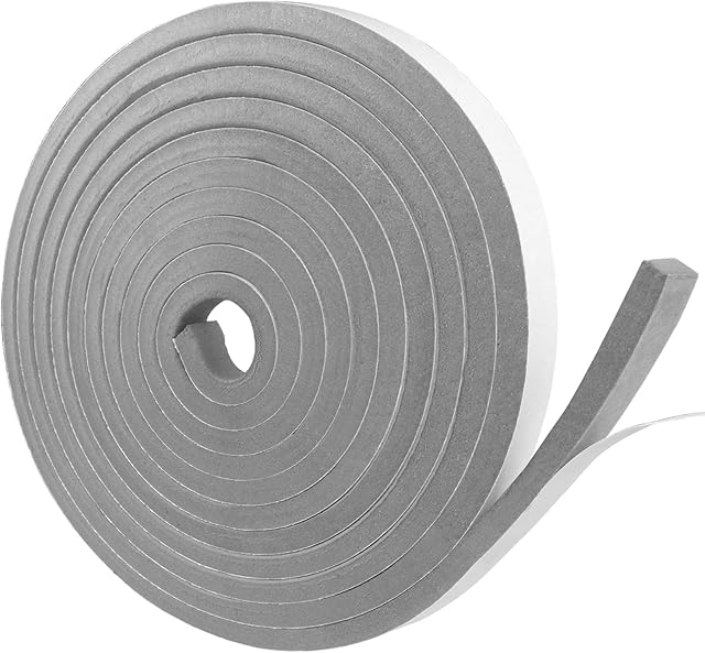Self Adhesive Foam Strips, 12mm(W) x10mm(T)X5m(L) Closed Cell Foam Tape Grey, Weather Stripping Foam Seal Strip for Door Seal, Window Insulation , Anti-Collision, Soundproof, Shockproof, Gap Sealing