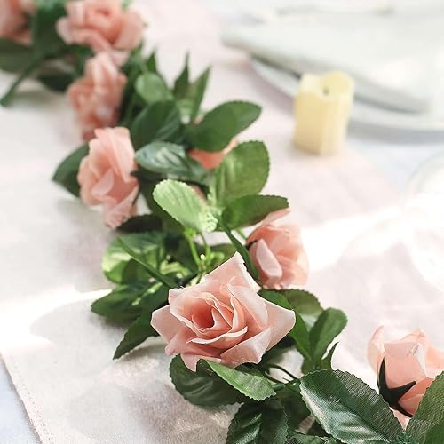 Miniatura 6 de Efavormart - Guirnalda de cadena de rosas 3D de 6 pies de largo para arreglos de boda, fiesta, suministros de decoración de baby shower, rosa