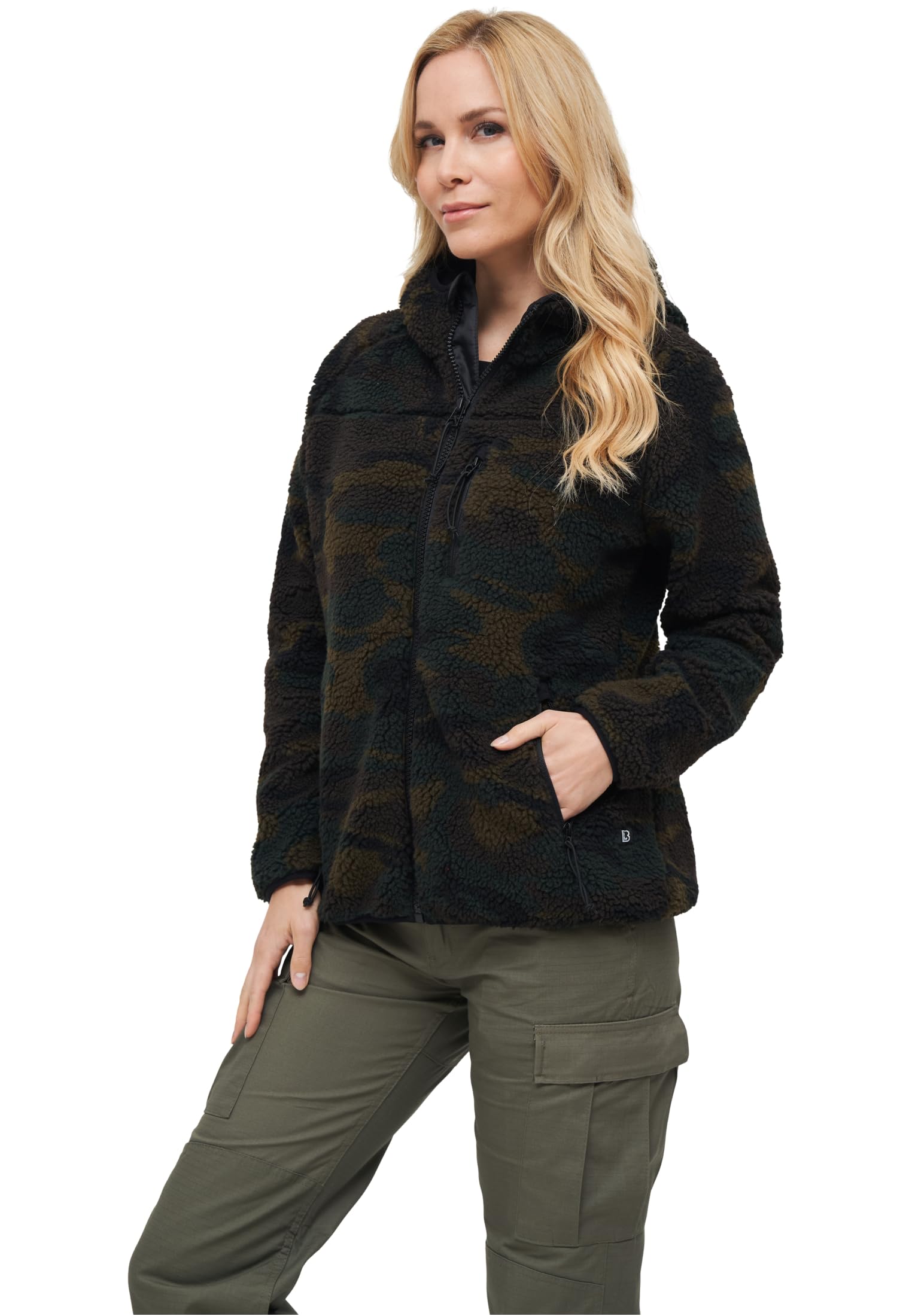 Brandit Women Teddyfleece Jacket Hoode, color: woodland, size: 5XL