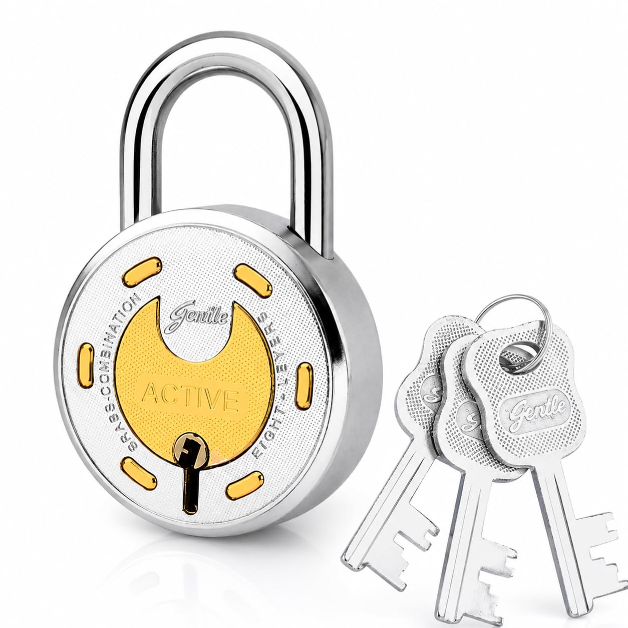 Lock 65 MM | Hardened Shackle | Double Locking Technology | Round Padlock | 8 Levers with 3 Keys Anti -Theft Stainless Steel Unit- 1 (Silver) | for Home, Office, School.-image-15