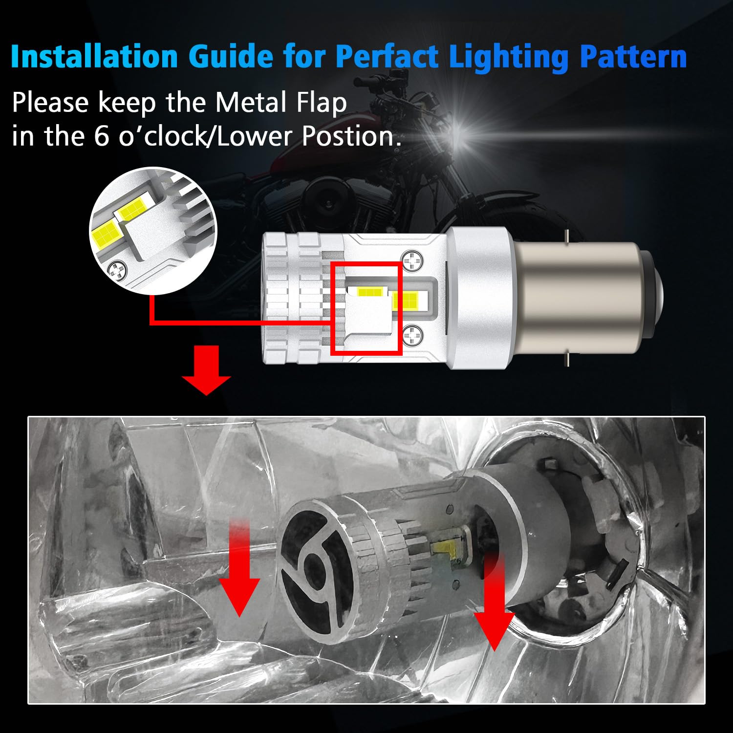 S2 Ba20d LED Reflektor, żarówka LED do reflektorów motocyklowych, DC12 V 35 W wysoka/niska wiązka, super jasne 2900 lumenów 6500 K, białe, do skuterów motocyklowych