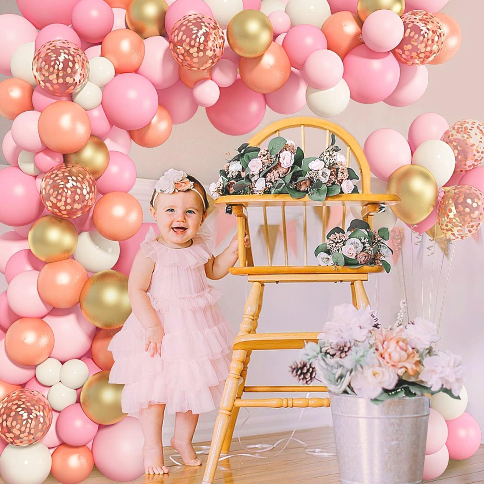 Kit de soporte de arco de globos flexible, soporte de arco de globos con base de agua de relleno, soporte de globo de medio arco de 8.2 pies y 5 pies para boda, baby shower, fiesta de cumpleaños,