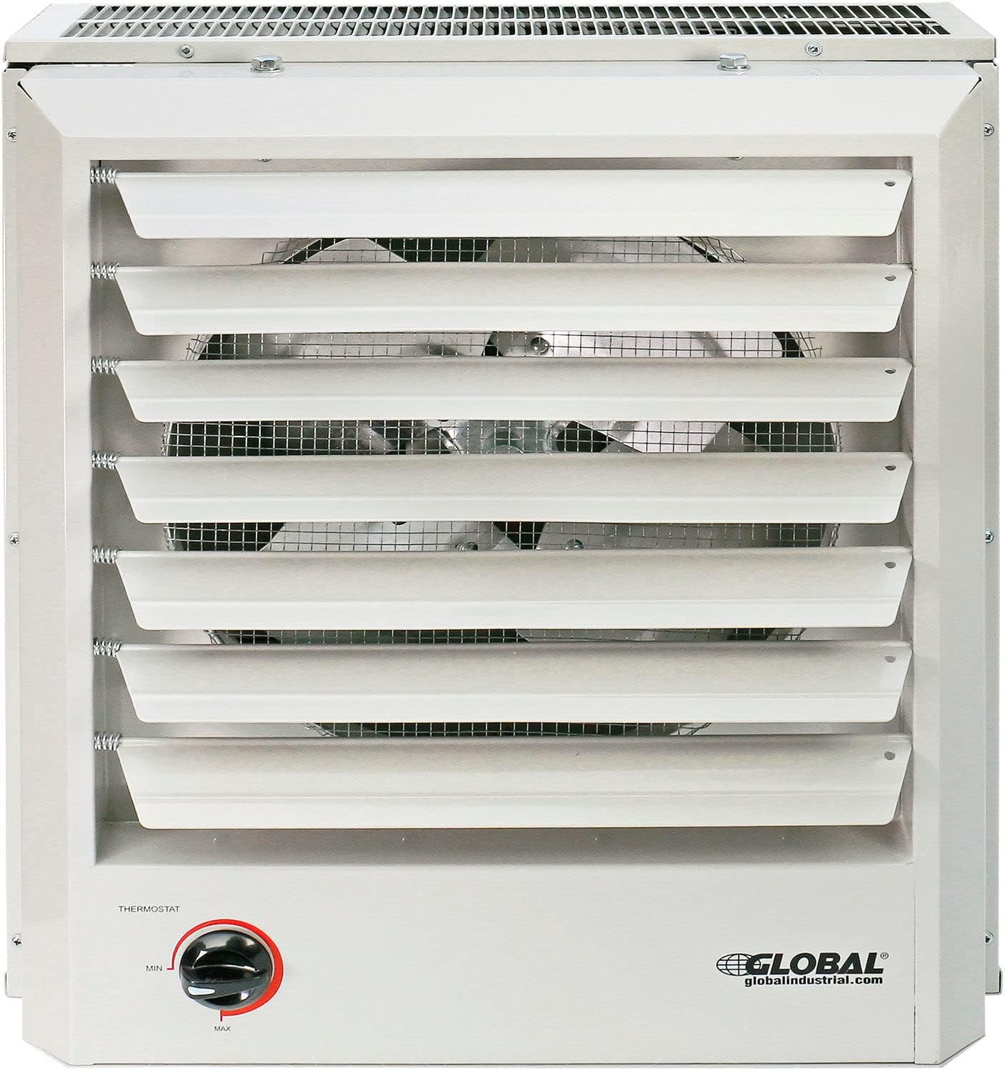 Global Industrial Steel Unit Heater, Horizontal or Vertical Downflow, Multi-Watt 7.5-5.6KW, 208-240V, 25600 BTU, Wall or Ceiling Mount, 19"W x 8-1/2"D x 21-7/16"H