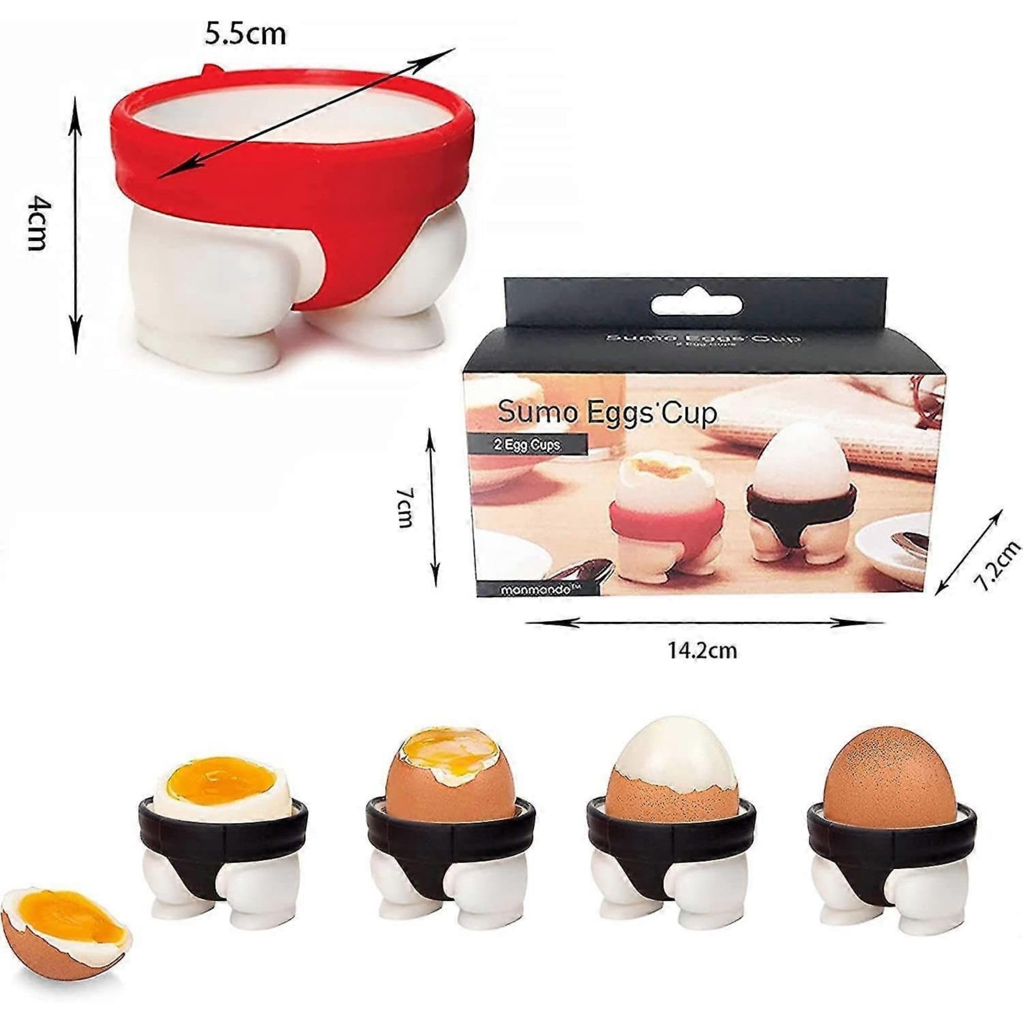 Ramkuwar Set of 2 Egg Cup Holders Funny Sumo Wrestler Egg Holder Stand for Soft And Hard Boiled Eggs Cute Breakfast Egg Cups for Kitchen Dining Table Novelty Tableware Decor (Red & Black) 1