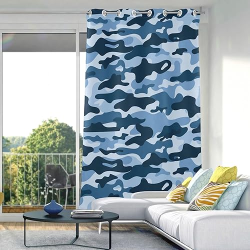 Miniatura 5 de Camouflage Blue Dark Blackout Curtains 84 inches Length Farmhouse Curtains for Window Treatments Bathroom Window Curtain Curtains & Drapes Decor