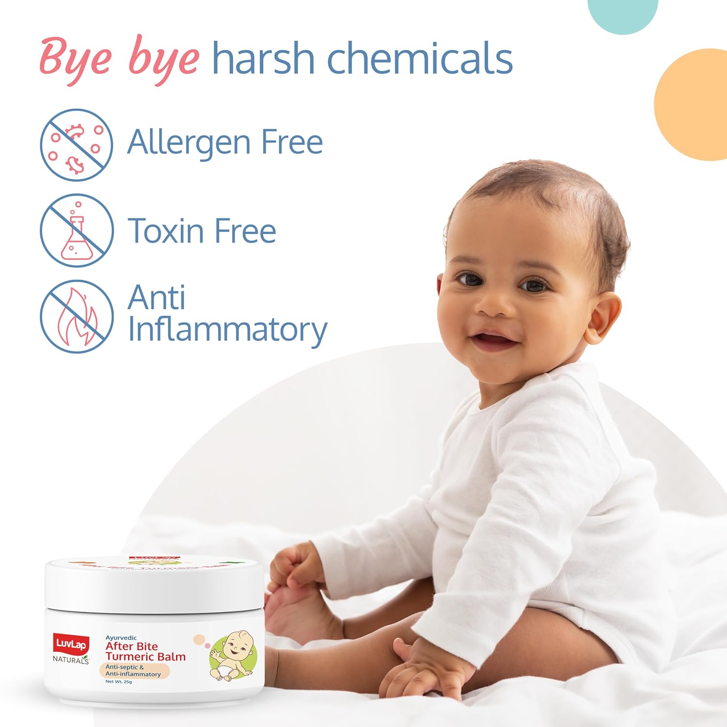 LuvLap Naturals After Bite Turmeric Balm with Pudina, Gives relief from Rashes, Mosquito & insect Bites, 100% Ayurvedic, Antiseptic & Anti-inflammatory, Dermatologically Tested, 25g 5 71J2BlmHVmL. SL1500