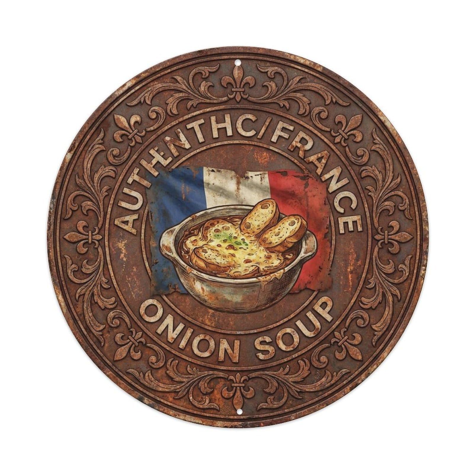 France Travel Onion Soup French Broth Cuisine Metal Tin Sign