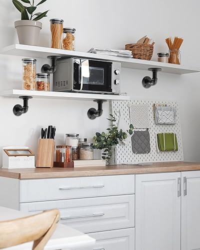 Miniatura 6 de MUZIK Soporte para estante, paquete de 12 soportes flotantes resistentes, soportes de estantería de metal para montaje en pared de tubería