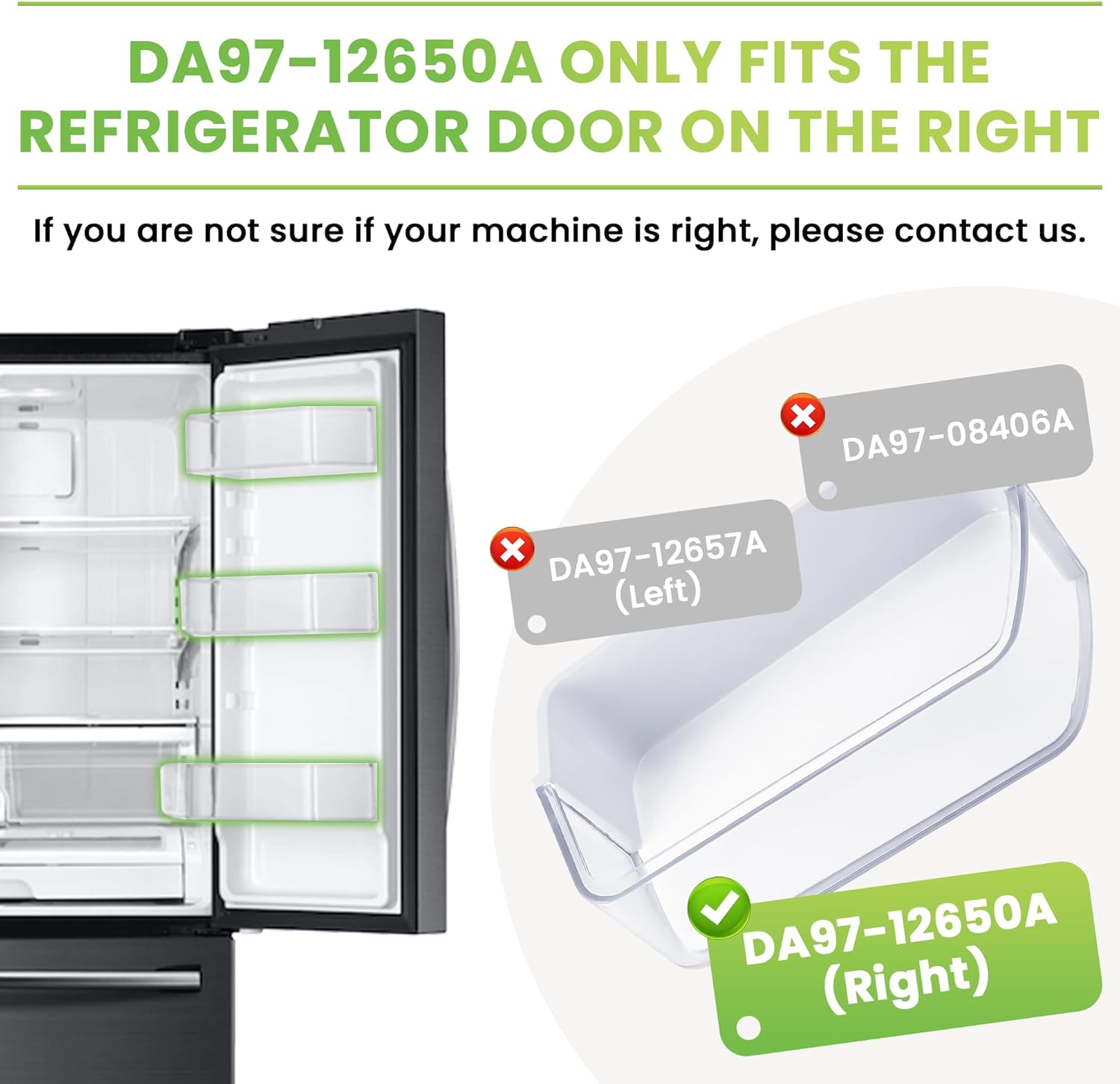 DA63-06963A DA97-12650A Door Shelf Bin (Right) for Sams-ung Refrigerator Door Shelf RF260beaesg RF260beaesr RF260beaeww RF263beaesr, Sam-sung Fridge Door Shelves by AMI PARTS