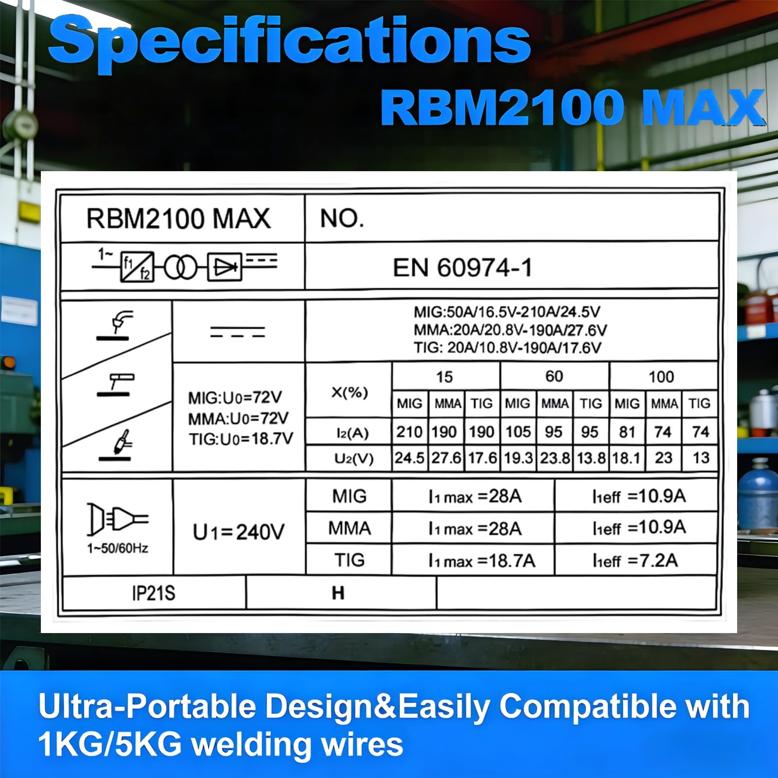 Reboot Saldatrice 6 in 1 210A MIG MAG con/senza Gas Sinergica, MMA, Lift TIG, Alluminio – IGBT Inverter – 230V Display LED – RBM2100 MAX