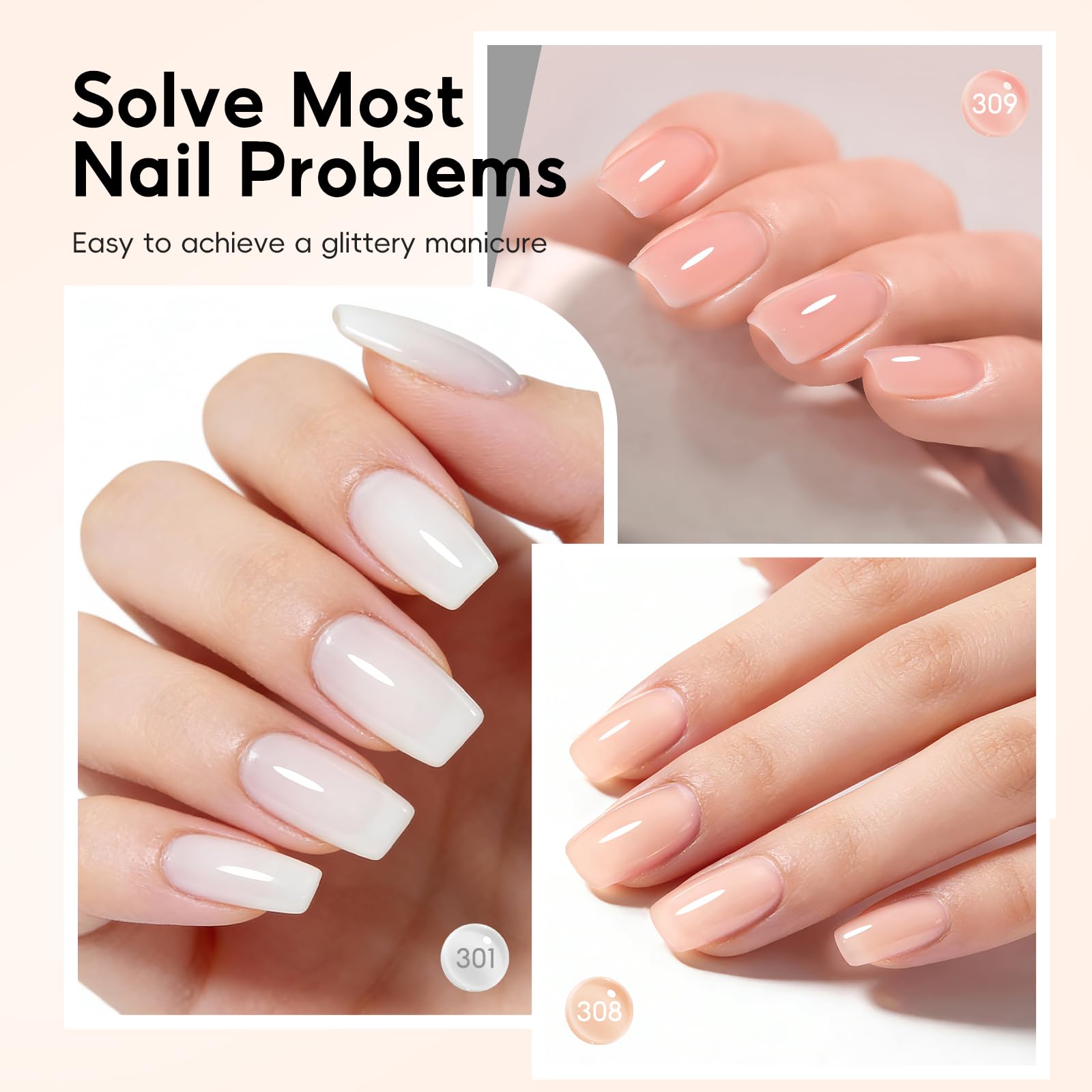 PEACECOLOR Builder Uñas Gel 10ML, Pintauñas Semipermanentes Blanco Lechoso Rosa Nude Gel Constructor para Extensión Reconstrucción Decoración de Uñas Principiantes y Profesionales — view 6