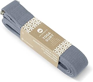 LOTUSCRAFTS Sangle de yoga, Ceinture de yoga, 100% coton bio, pour un meilleur étirement, pour débutants et avancés, 250 x 3,8 cm