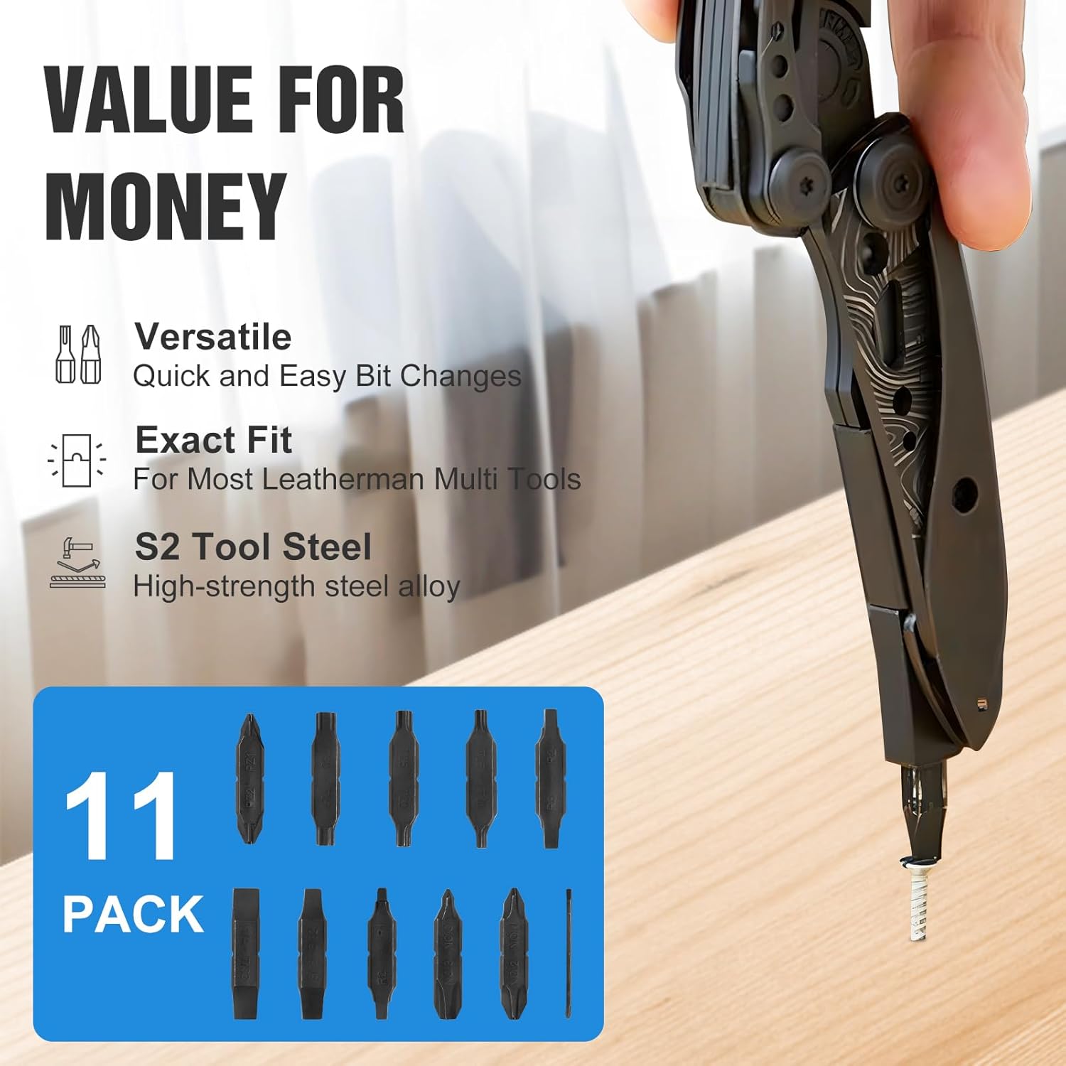 Bit Kit, 21 Double-Ended Screwdriver Bits for Multi-Tools, Can be used with pliers, The set includes double sheaths for easy storage，Suitable for Leatherman