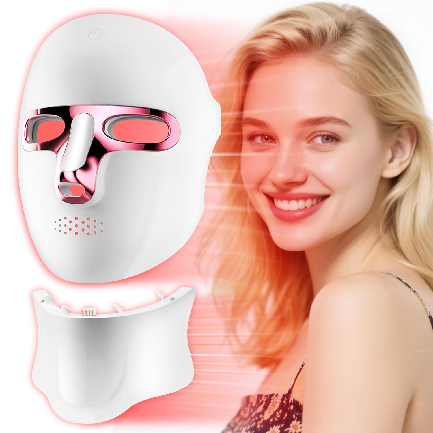 Red Light Therapy Mask for Face & Neck, LED Face Light Therapy, Portable Skincare Set Suitable for At-Home and Travel Skincare, Brightens Skin Tone and Revitalizes Skin