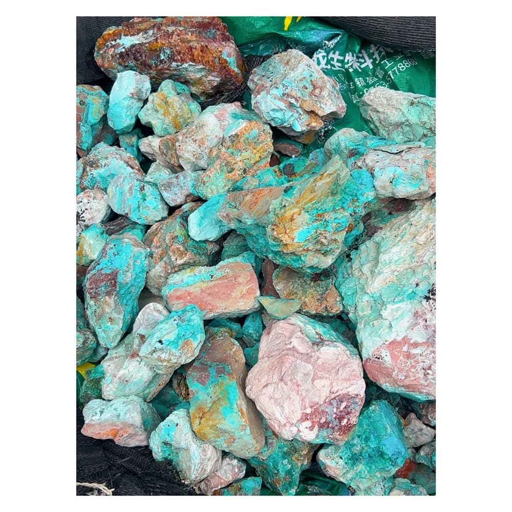 Turquesa azul natural de 500 g en bruto con soporte para collar y decoración de jade