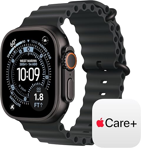Apple Watch Ultra 3 [GPS + Cellular 49mm] Running & Multisport Smartwatch w/ Rugged Titanium Case w/ Black Ocean Band w/ AppleCare+ (2 years)
