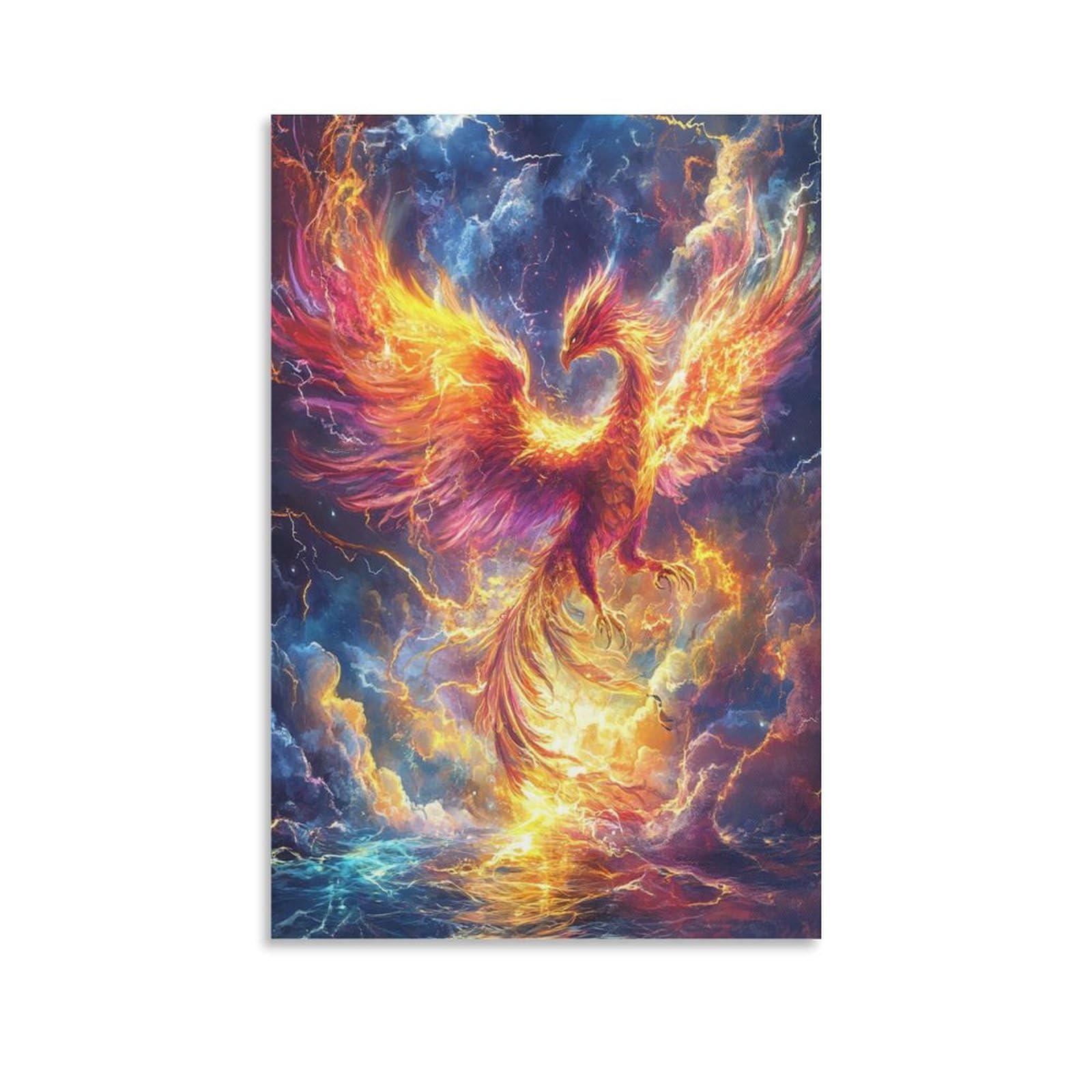 Cuadros de fénix sobre lienzo premium TNSGHAVED con acabado artístico texturizado de 50x75 cm 6