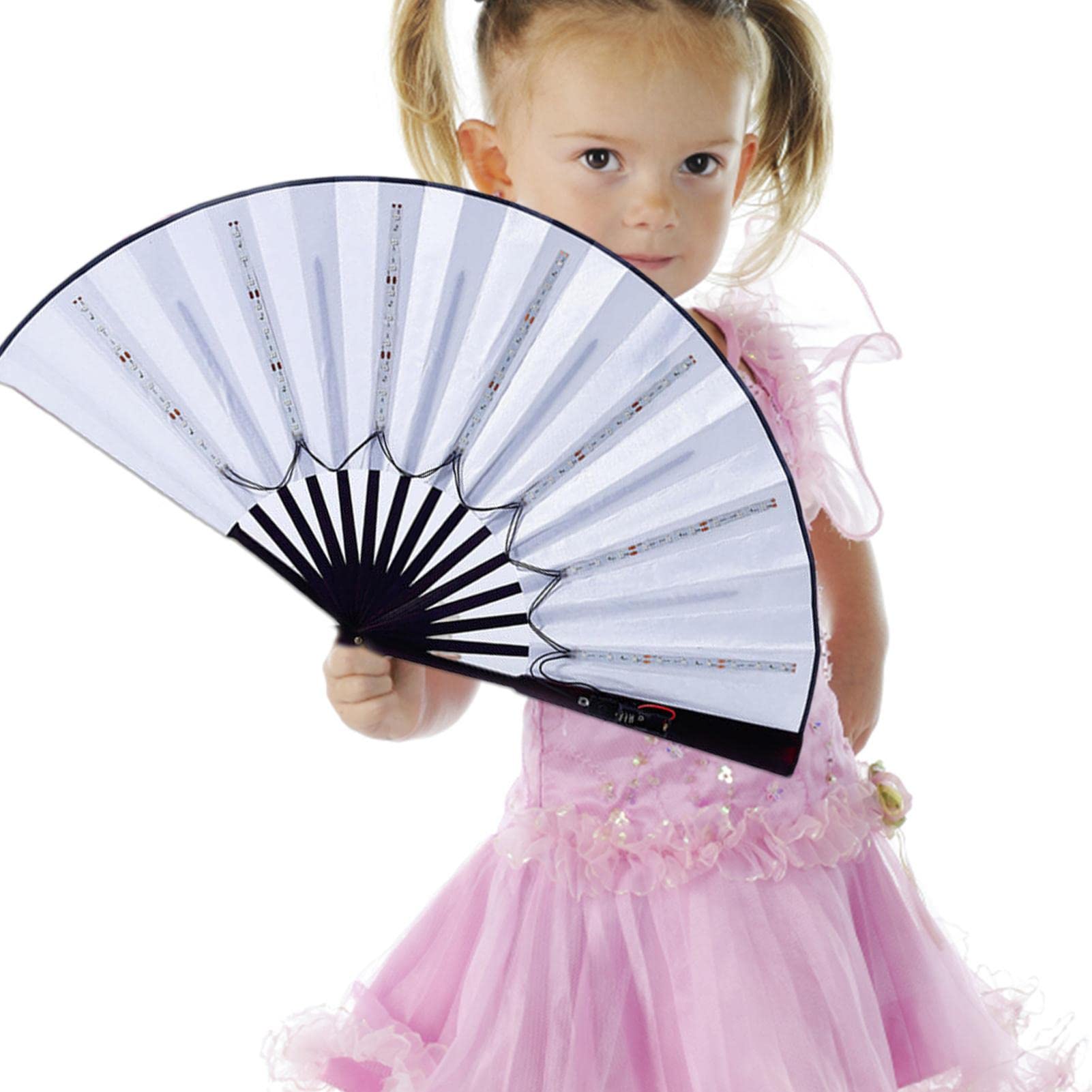 Ventaglio Pieghevole con Luce, Grande Ventilatore Pieghevole a LED, Grande Scomparto Pieghevole per Raves, spettacoli, Feste, Fan della Danza, Accessori Festival, ventaglio per Donne