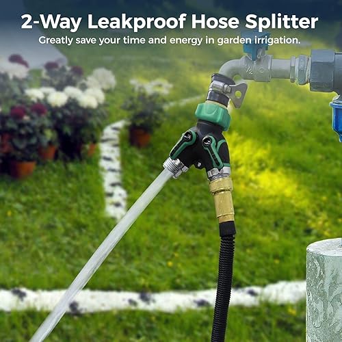 Miniatura 2 de Homaisson Divisor de manguera de jardín de 2 vías, conector Y de grifo de agua de 34 pulgadas con 3 arandelas a prueba de fugas, divisor de manguera