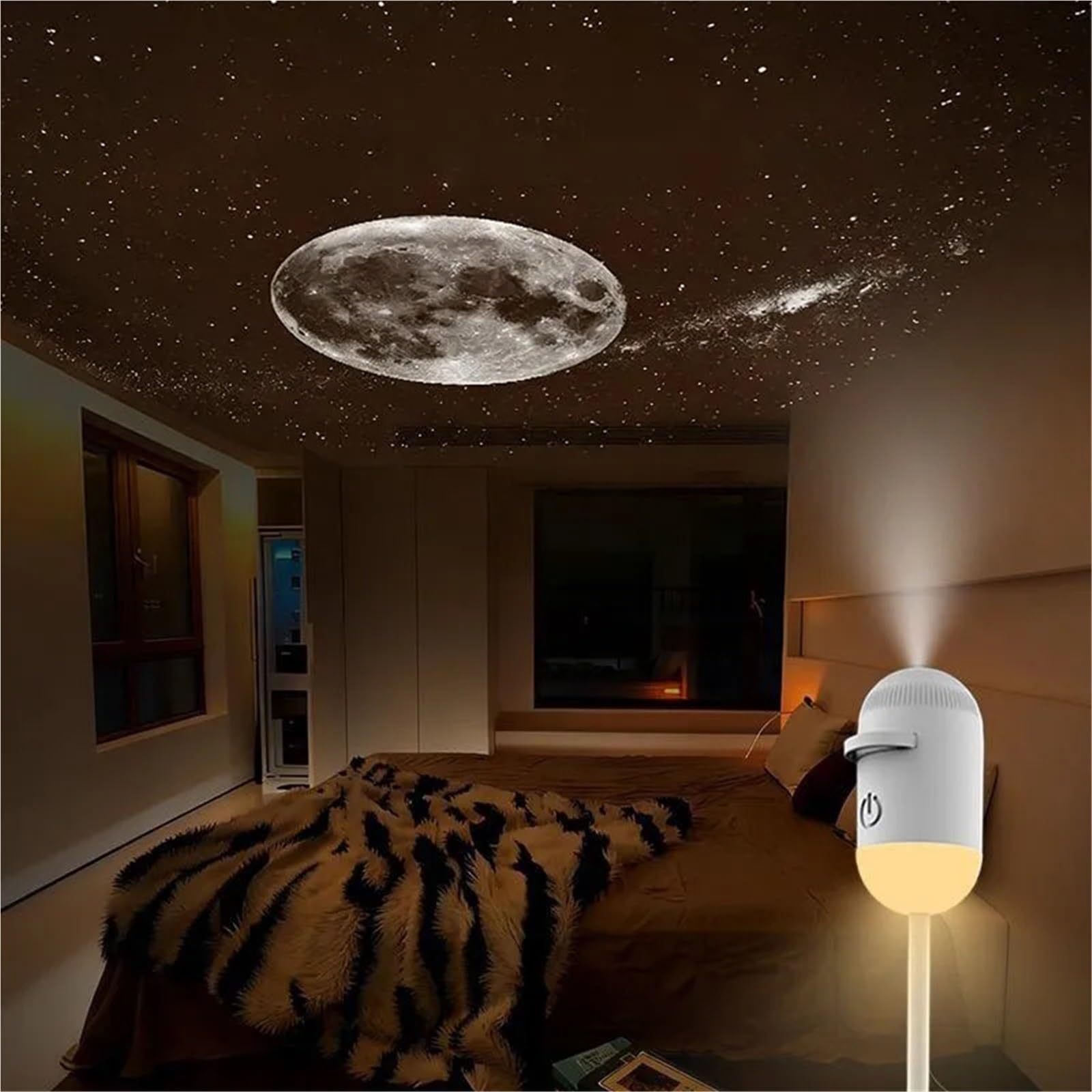 Lampka nocna do projektora Mini Galaxy Star 2 w 1 - Regulowana jasność dla otoczenia i samochodu (5 slajdów lampa dotykowa A)