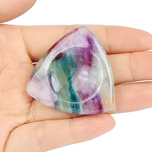 Miniatura 3 de Hxswkk Piedra de preocupación de pulgar de 1.6 pulgadas para la ansiedad, piedras de chakra de palma, cristal de fluorita arcoíris, terapia tallada,