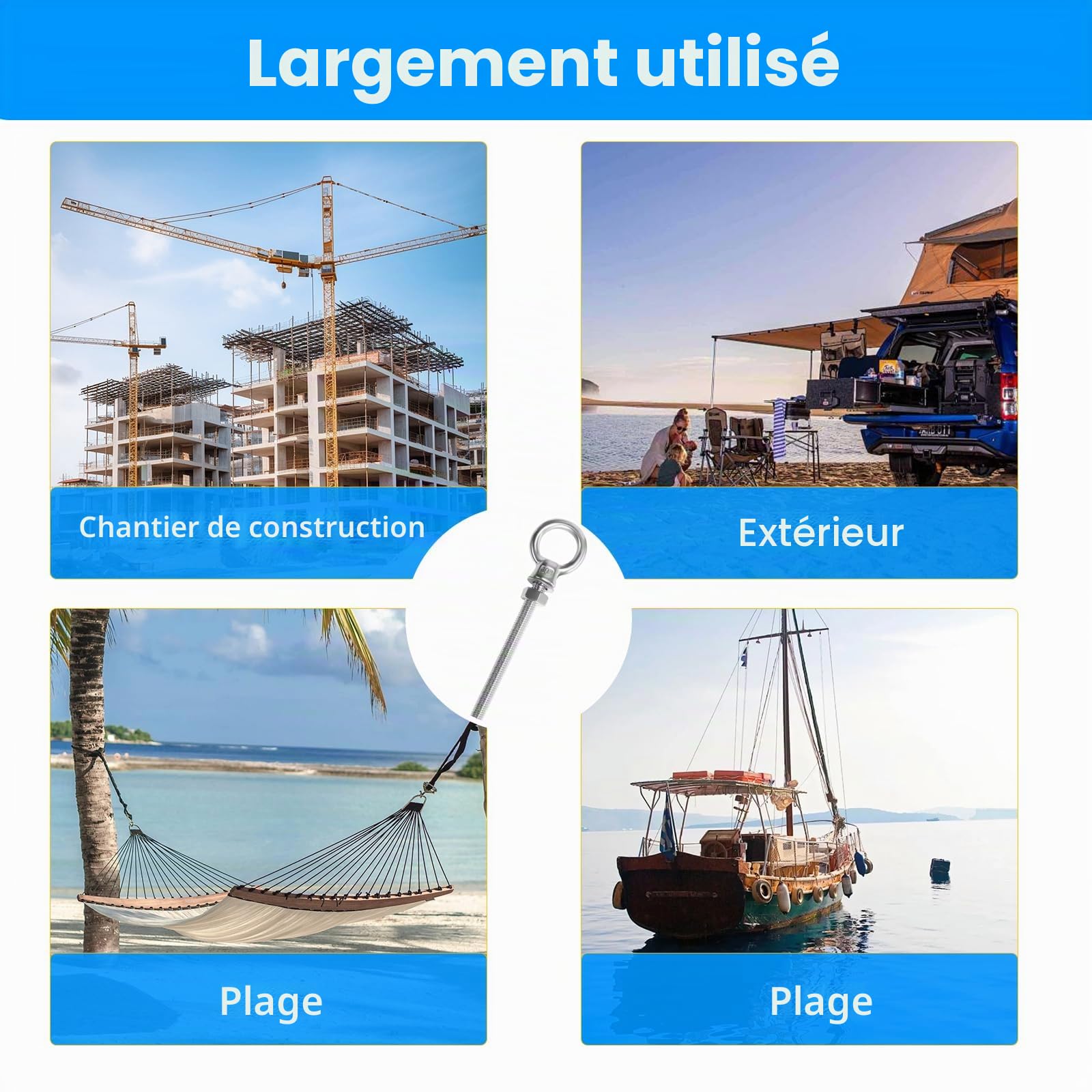 12 pièces boulons à œil | Boulon à œil M8 x 80 mm | Boulon à œil 304 en acier inoxydable | boulon à œil M8 | Boulon à œil | Crochet à vis M8 écrou annulaire pointu