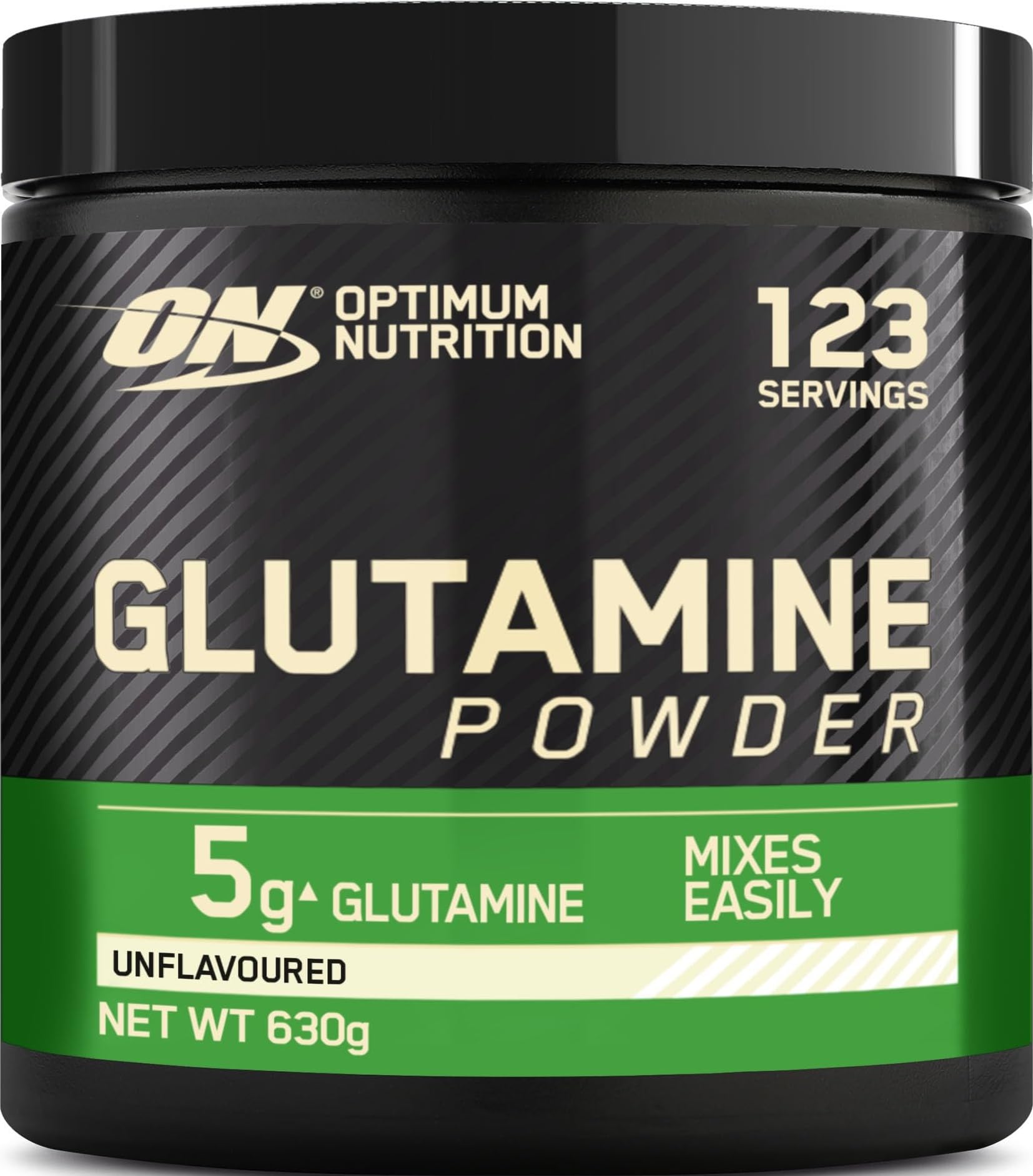 Optimum Nutrition Glutamine Powder, l-Glutamine Amino Acid Powder, Food Supplement, Pre and Post Workout Shake, Unflavoured, 123 Servings, 630 g