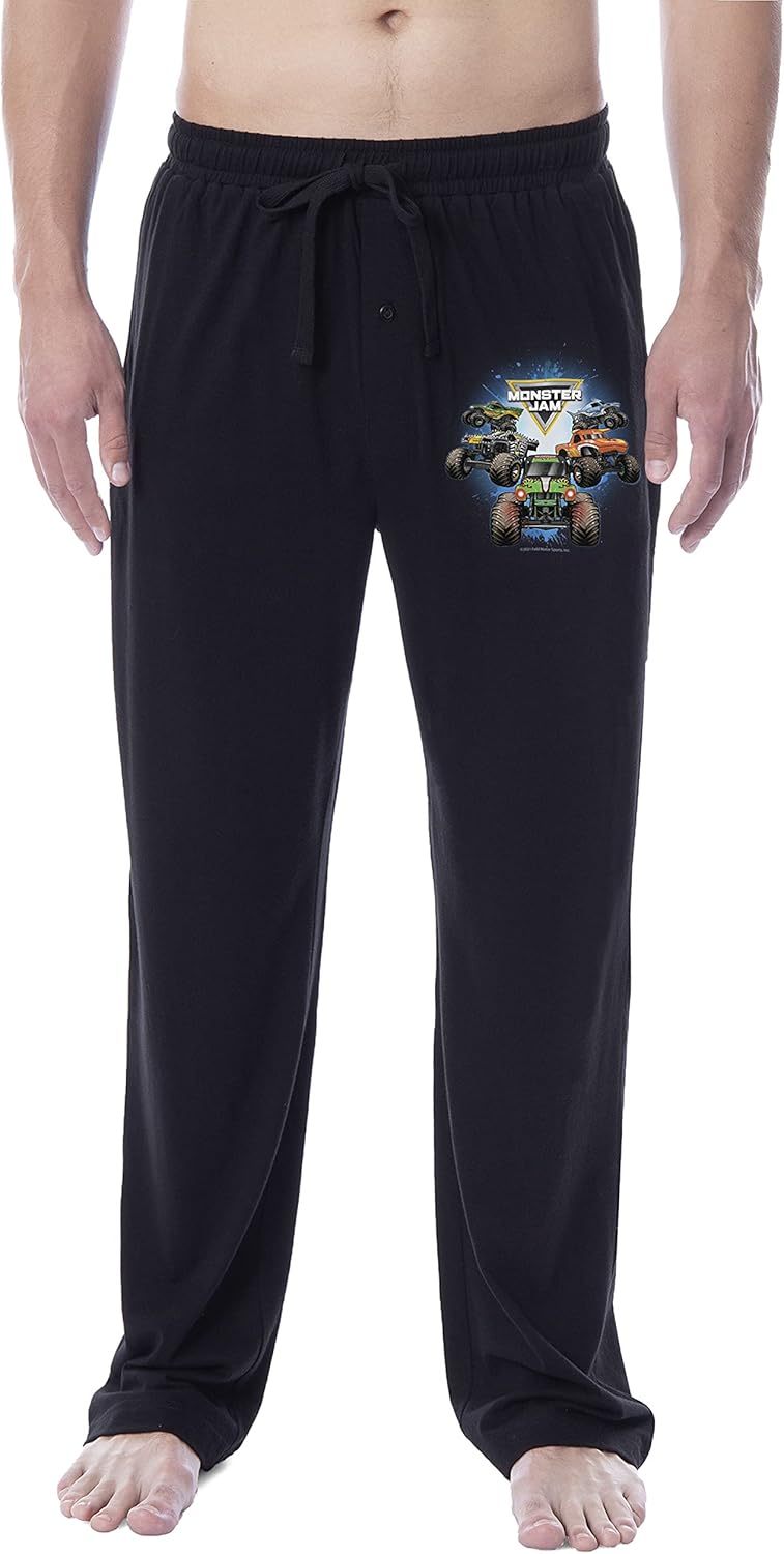 Monster Jam Mens' Trucks Megalodon Grave Digger Dragon Sleep Pajama Pants