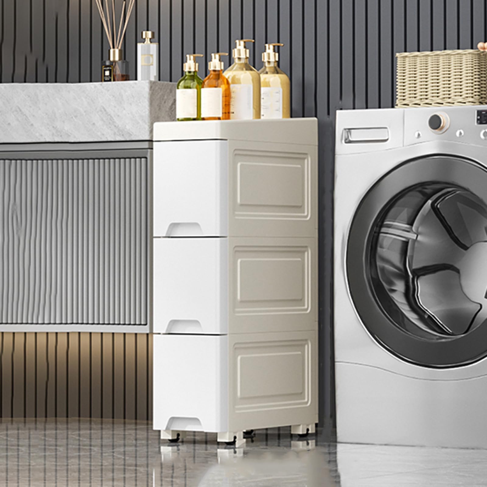 Armadietto da bagno sottile con rotelle, carrello alto e stretto, unità di archiviazione per piccoli spazi, cassetti sottili su ruote, perfetto per spazi ristretti e nizing
