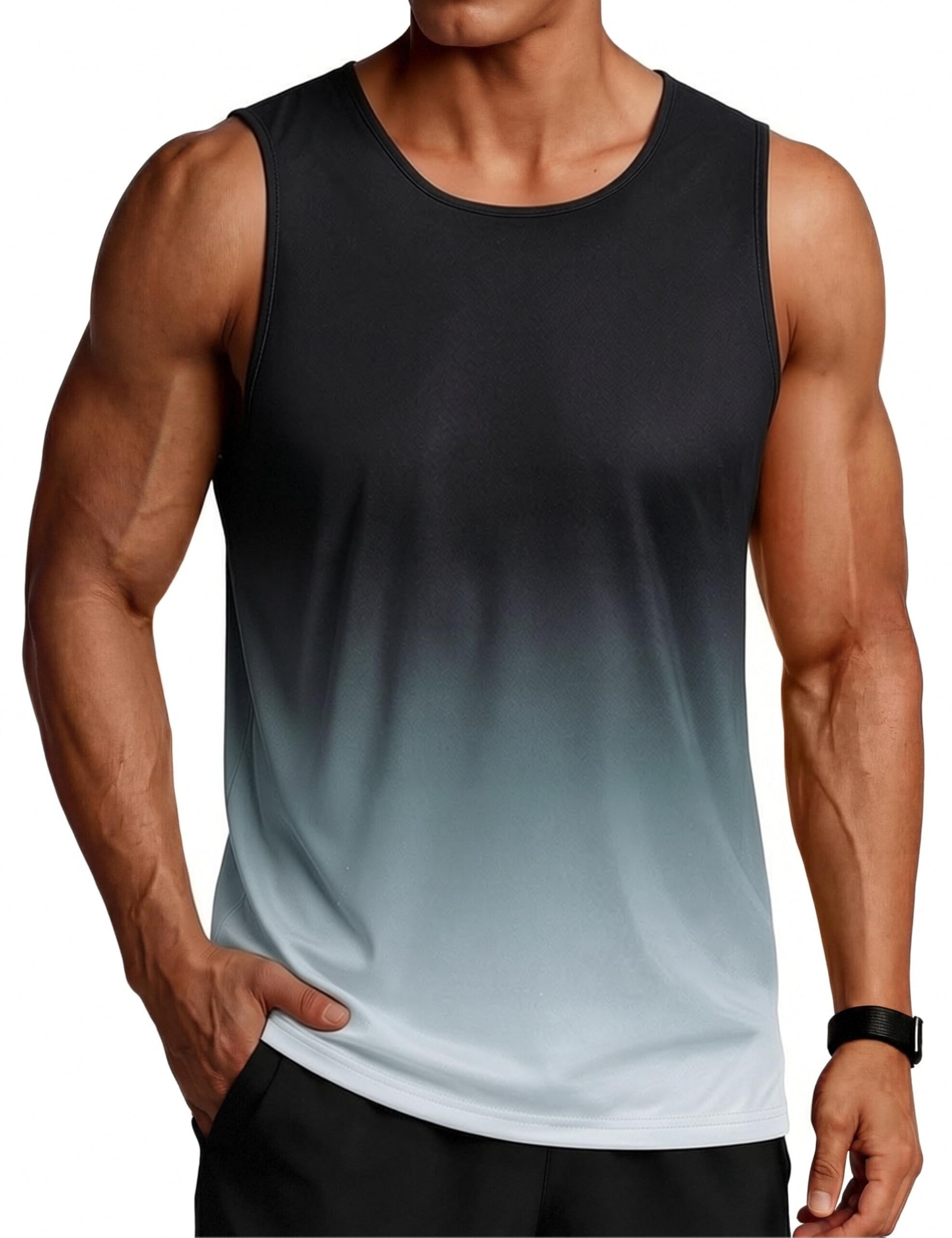 PINSPARK Camiseta de tirantes para hombre, sin mangas, camiseta de entrenamiento, verano, exterior, camiseta funcional