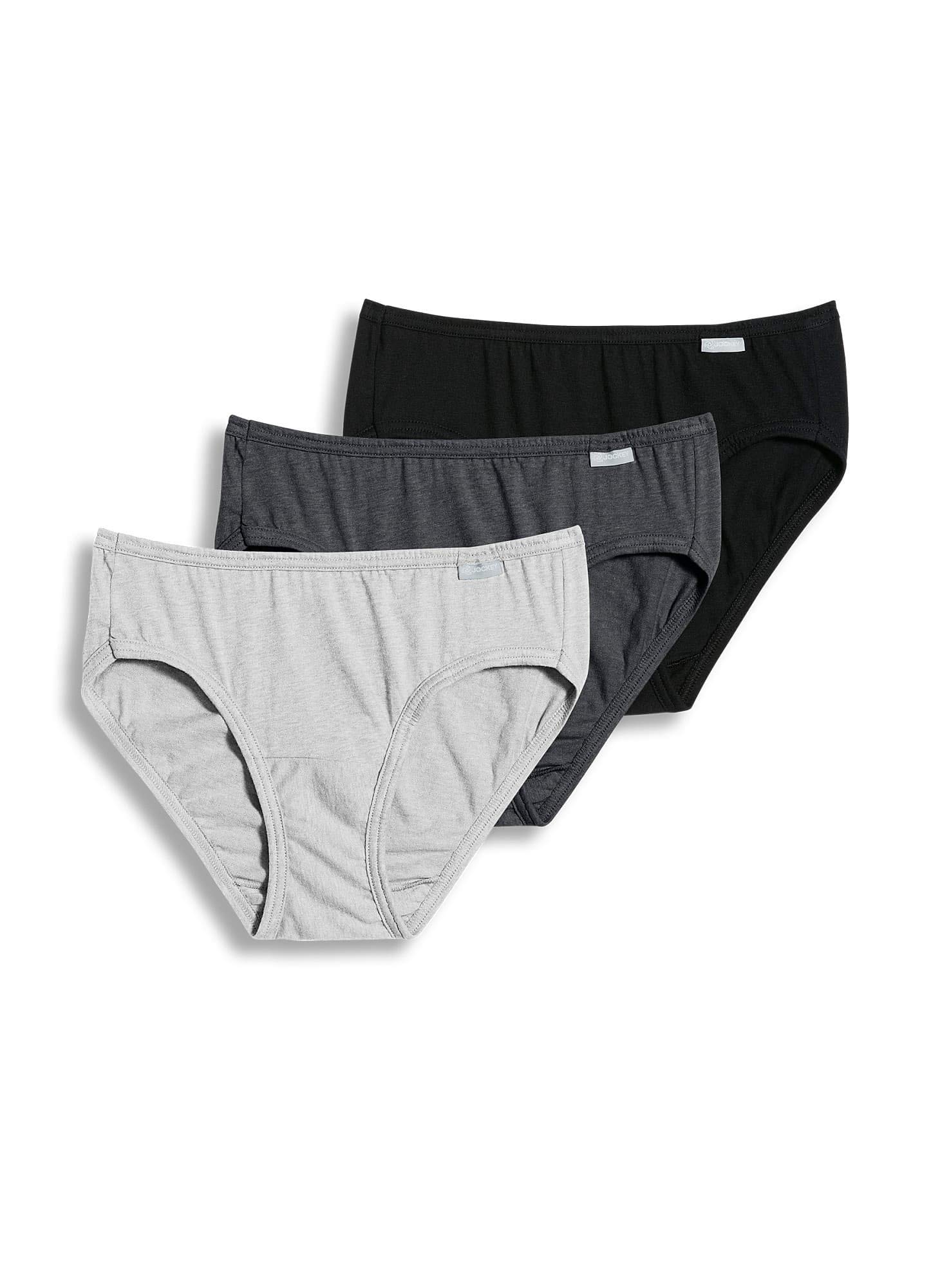 Jockey Women's Elance® Bikini 3-Pack Grey Heather/Charcoal Grey Heather/Black Bikini 7 (XL)