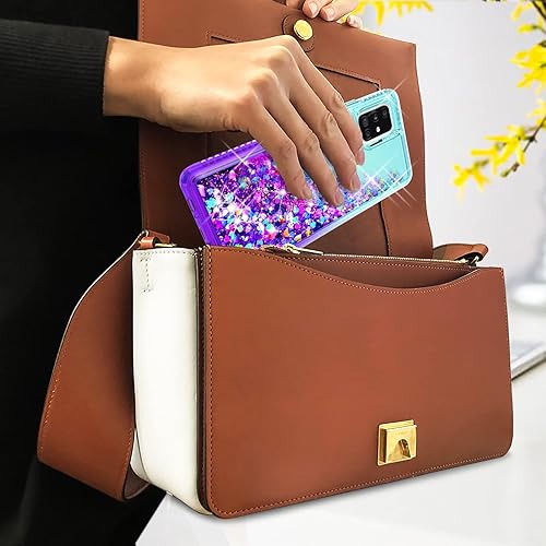 Miniatura 7 de STARSHOP Funda para iPhone 13, con protector de pantalla de vidrio templado incluido Líquido brillante con purpurina flotante de arena movediza y