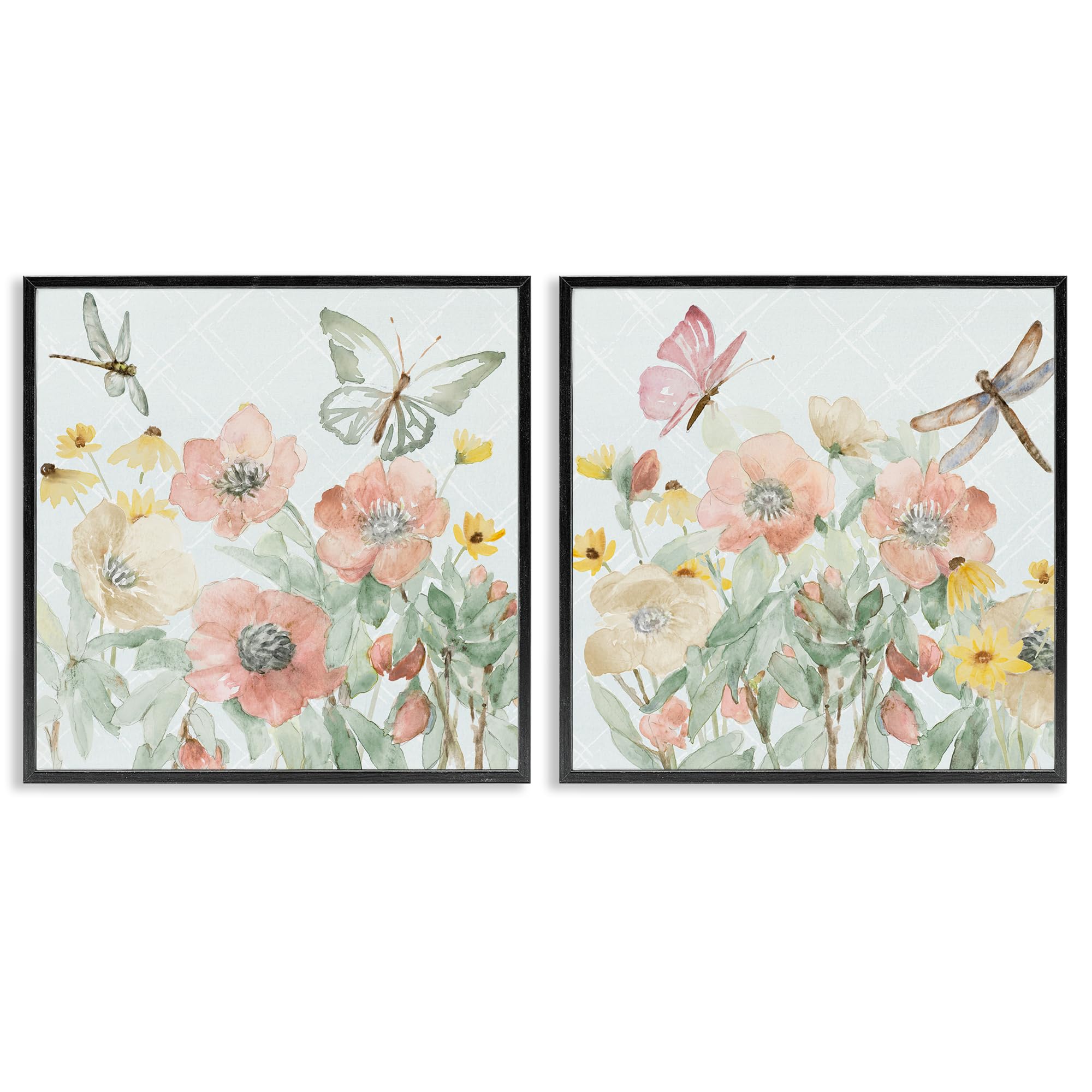 Stupell Industries Pastel Garden Butterflies Blossom 'Delicate Garden Joy'| 2Pc Framed Giclee Art Set 2