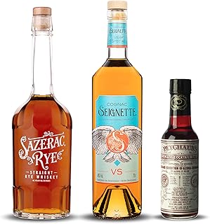 The Sazerac Bundle Featuring Sazerac Rye Whiskey 70cl Seignette VS Cognac 70cl and Peychauds Bitters 148cl